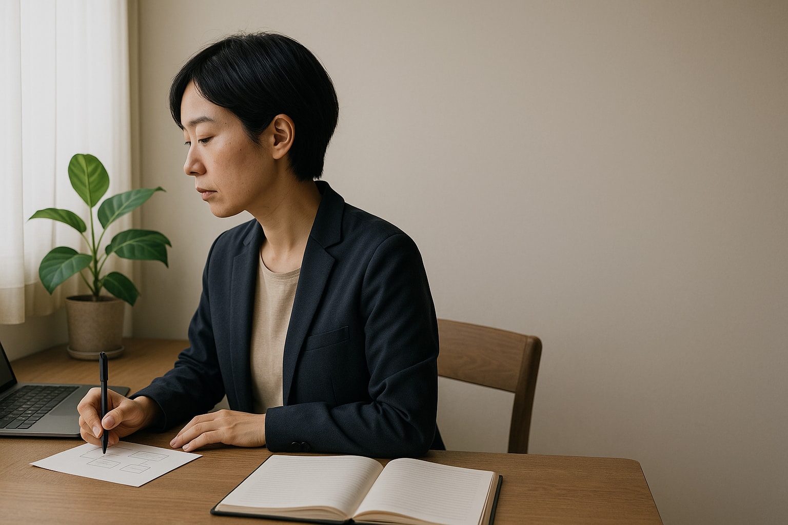 AI集客自動化は投稿数より導線設計 小規模事業者が時間を作る働き方を表現した編集写真